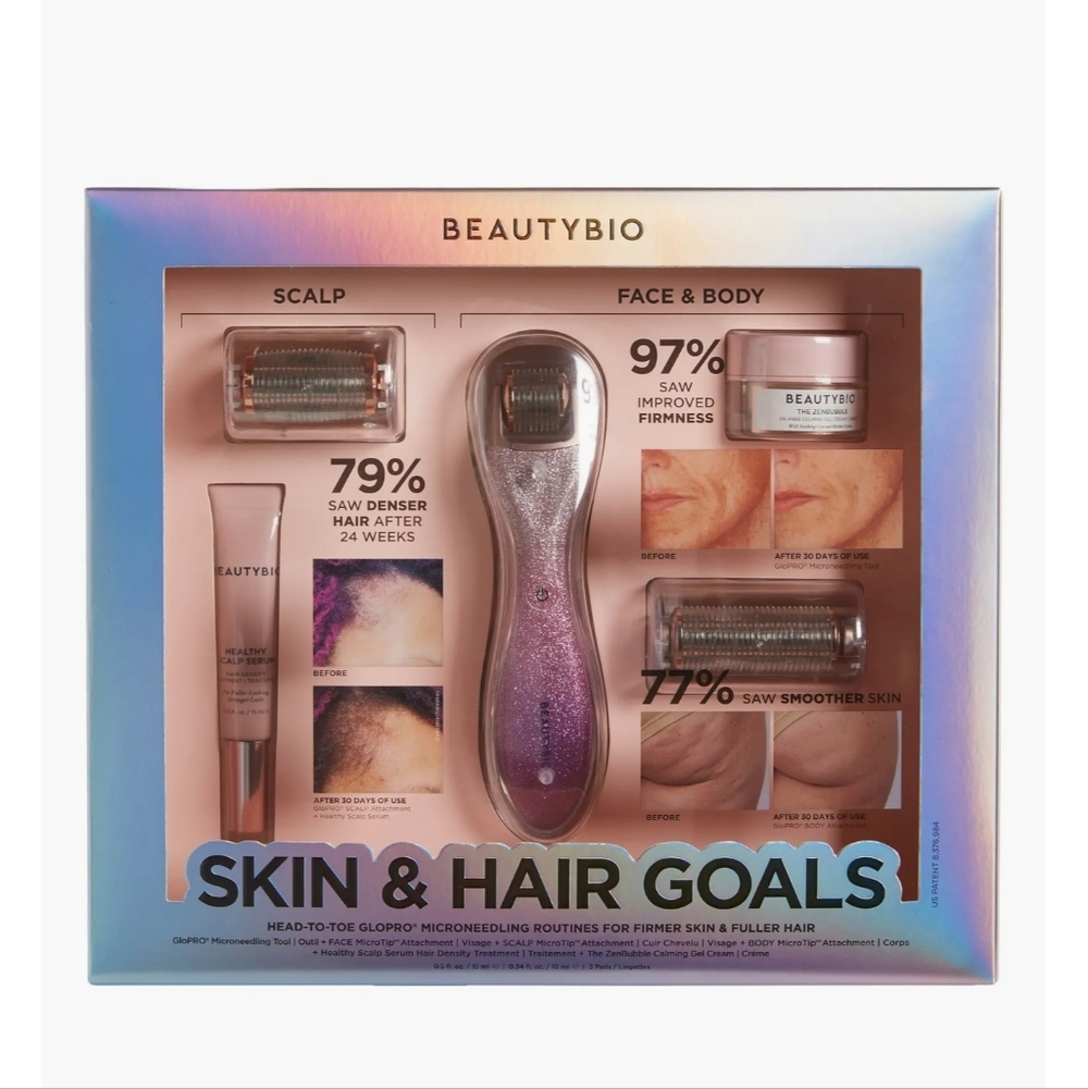 Beauty Bio GloPRO Microneedle Device Face Body Scalp 8Pc Complete Set Skin& Body